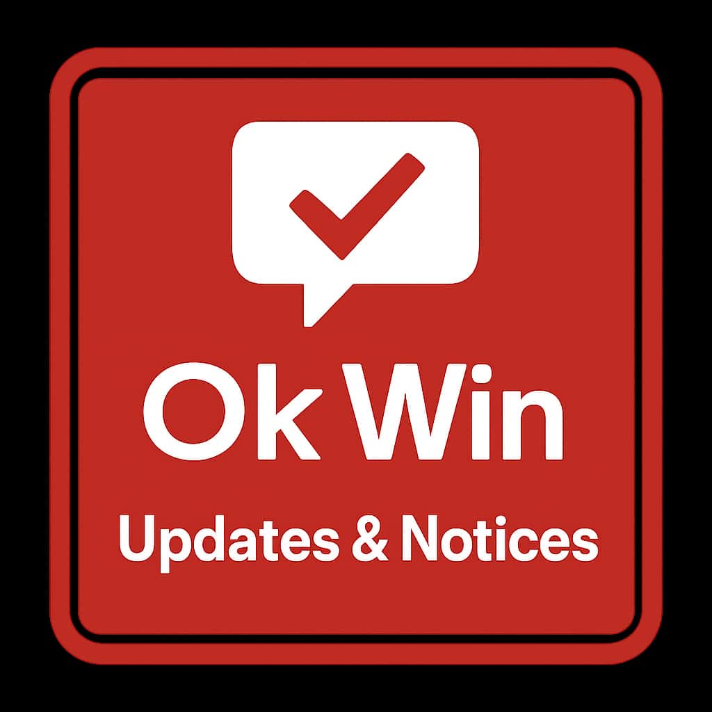 A professional icon depicting Ok Win Updates & Notices as a resource for users.