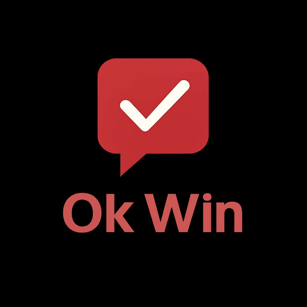 An icon symbolizing Ok Win Analysis showcasing the text 'Ok Win'.