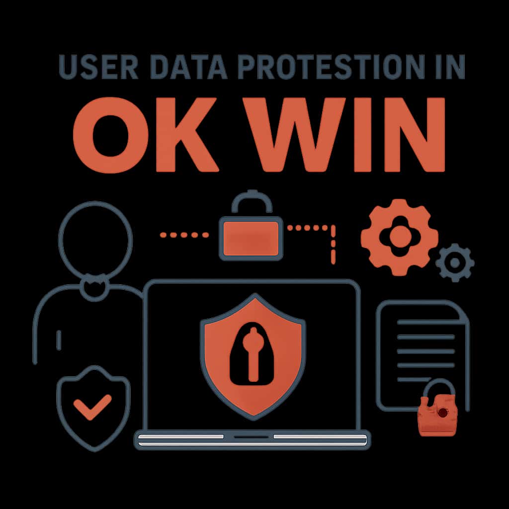 An educational diagram detailing user data protection processes in Ok Win.